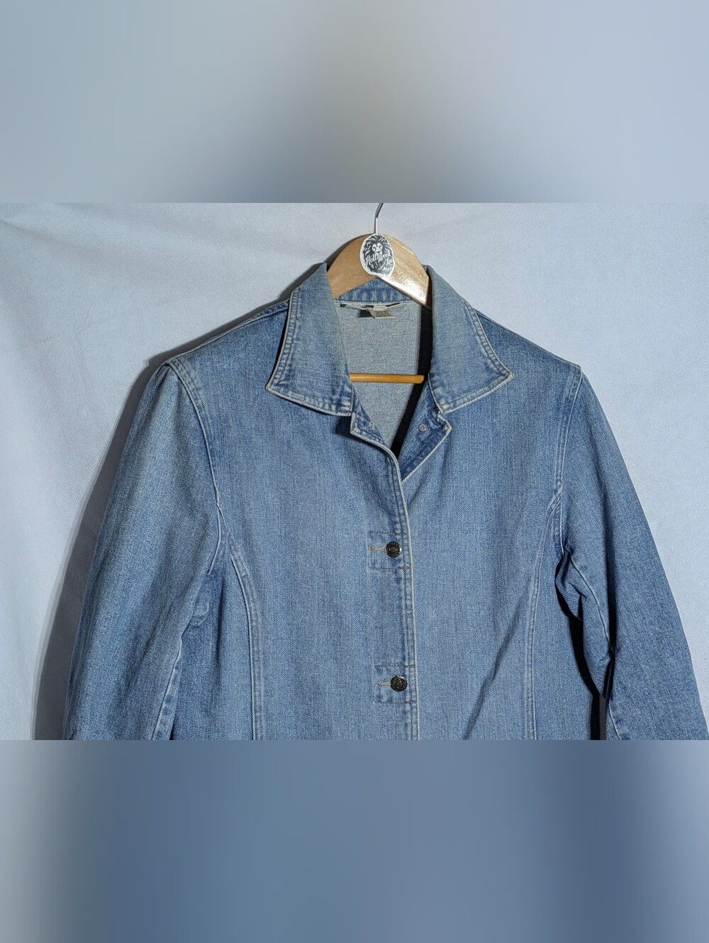Jones Wear Sport 100% Cotton Longline Denim Chore Jacket Large - Picture 2 of 6